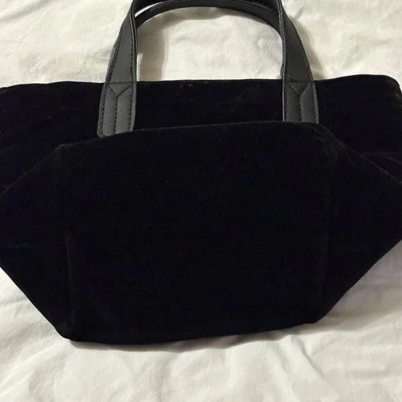 Scout Velvet Black Mini Tote With Dual Handles & Gold Quilted Interior Zip Close - Picture 9 of 15